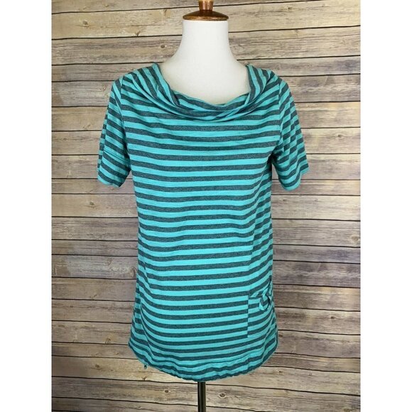 REI Womens M Sariska Striped Tunic Top Draped Neck - Picture 1 of 10